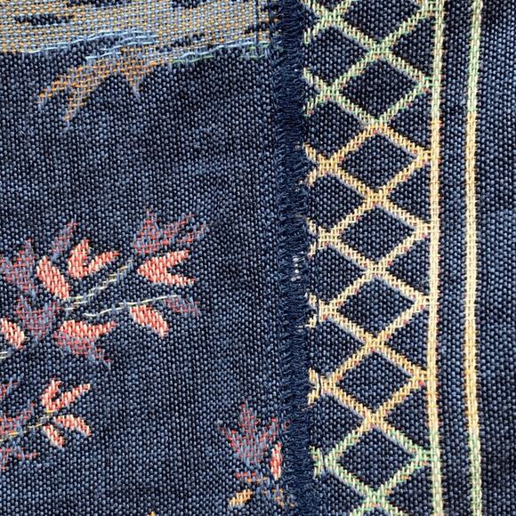 Vintage Doncaster Tapestry Jacket Blue Folk Art Pastoral Scene Blazer Size 10 - Picture 12 of 14